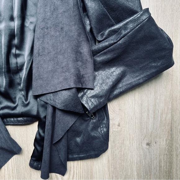 Blank NYC Black Faux Leather Jacket | Lightweight Open Front | Size L - Picture 2 of 8